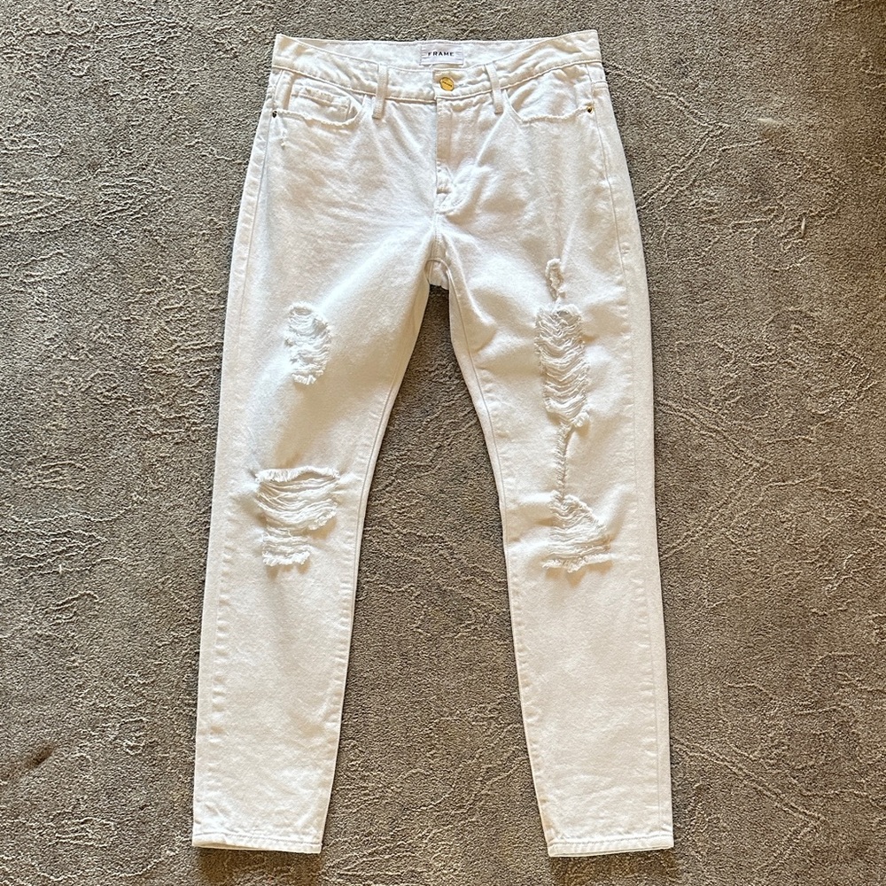 Frame White Distressed Jeans